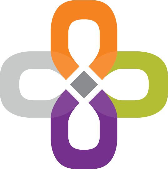 Kinetic Icon with orange, green, purple and lite grey pedals.